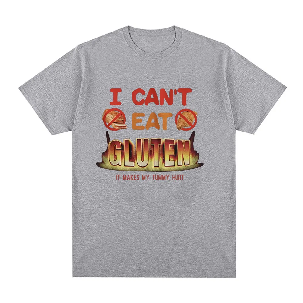 I Can't Eat Gluten It Makes My Tummy Hurt Meme Top Intolerance Women Casual O-Neck Oversized Tee Streetwear Short Sleeve Fun Tee