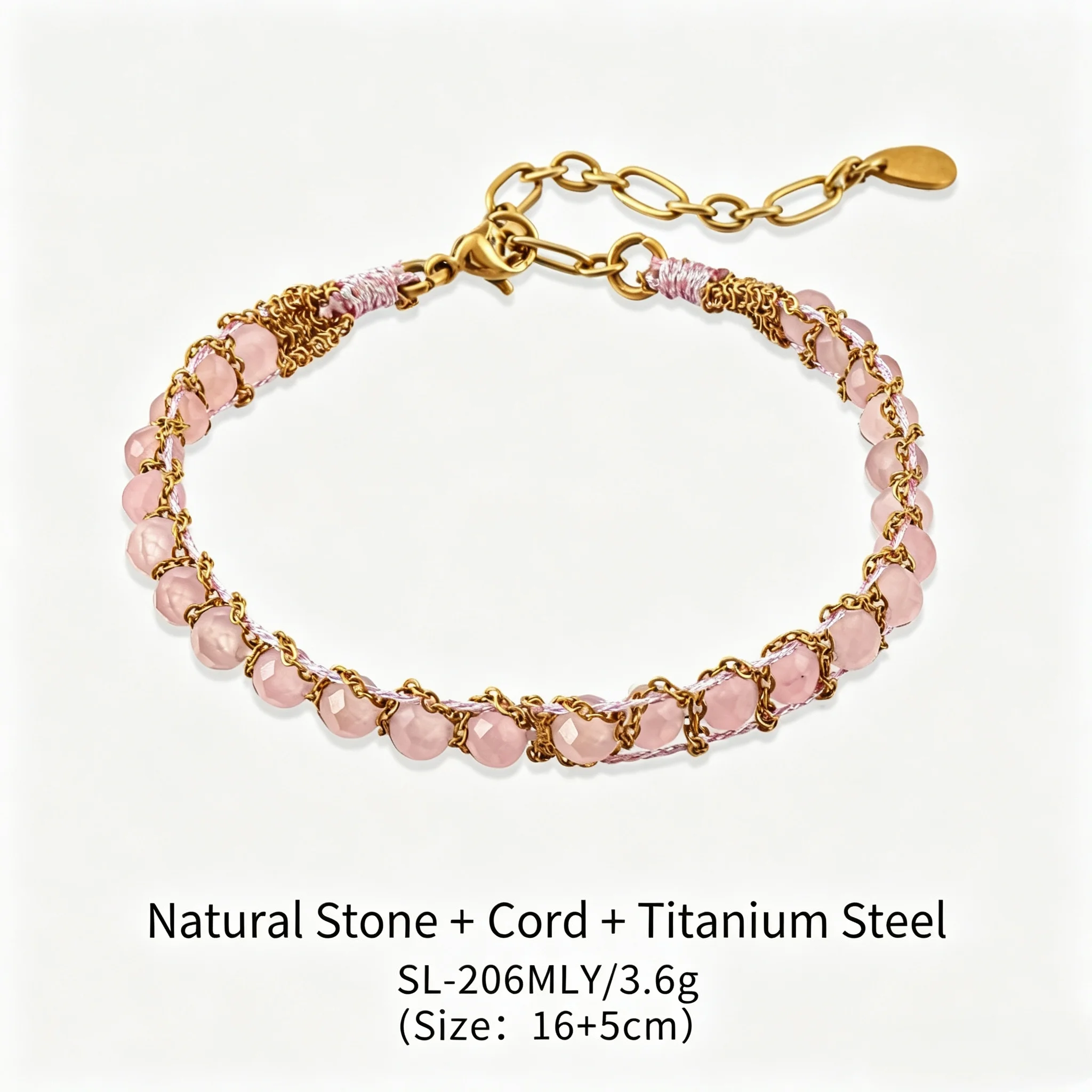 Retro French-style girlish powder crystal handcrafted bracelet - a rare, luxurious, and high-end accessory for layering.