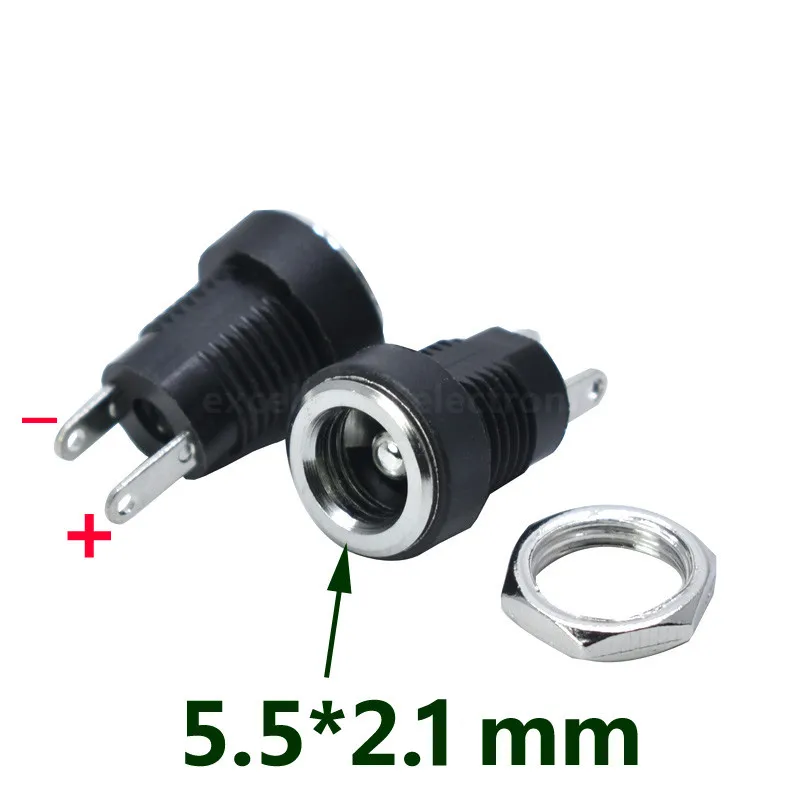 10 sztuk DC022B pozłacane gniazdo zasilania DC gniazdo żeńskie złącze 5.5x2.1mm przejściówka adapter mocowanie panelu 2 typy zacisków — zdjęcie 2