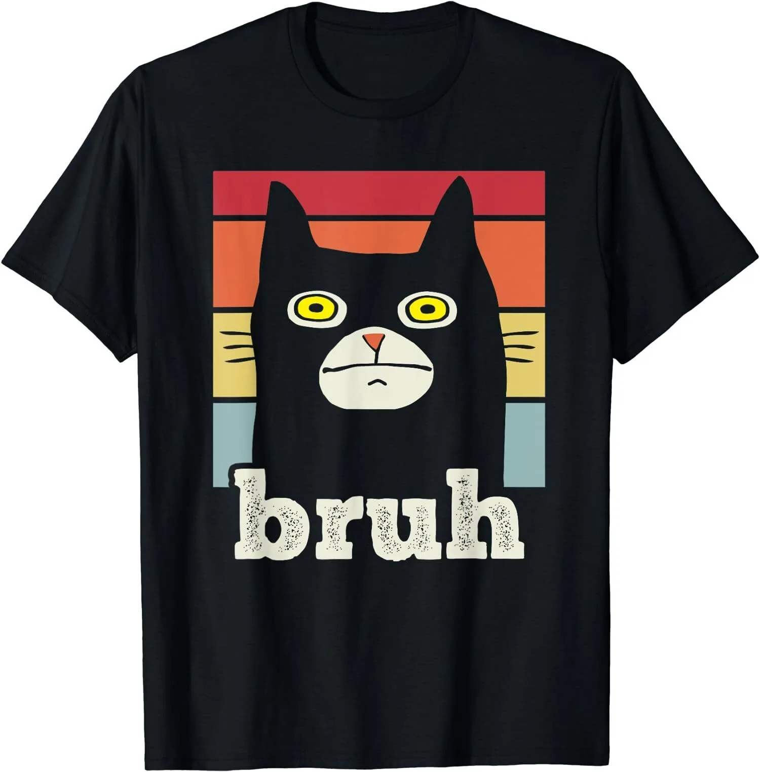 

Funny Meme Saying Bruh With Cat Greetings Men T-Shirt