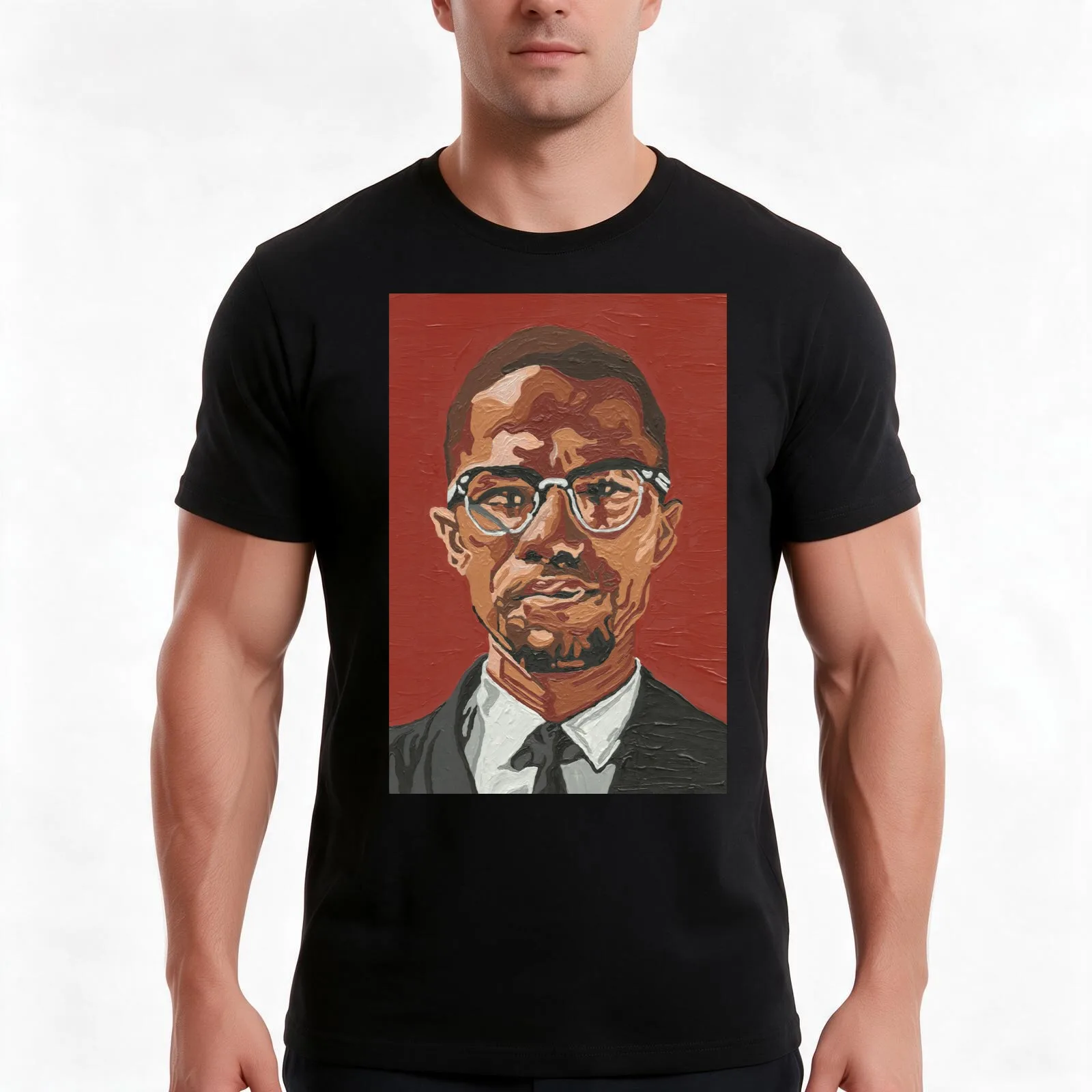 Malcolm X T-Shirt, Summer Casual Cotton Tee, Oversized Streetwear Tops, Vintage Graphic Print, Loose Fit Short Sleeve