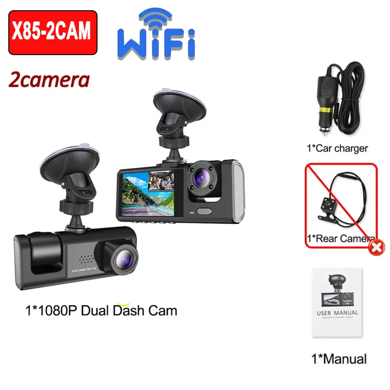 2/3 Camera WIFI/GEEN WIFI Dash Cam Cabine Auto Dvr 1080P Interieur Voertuig Drieweg Kanaal Dvrs Recorder Video Dashcam Camcorder