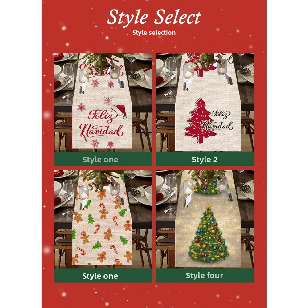 جديد ثلاثية الأبعاد الطباعة الرقمية عيد الميلاد الجدول العلم الكتان طاولة القهوة مفرش المائدة الإبداعية الكرتون شجرة عيد الميلاد مفرش طاولة