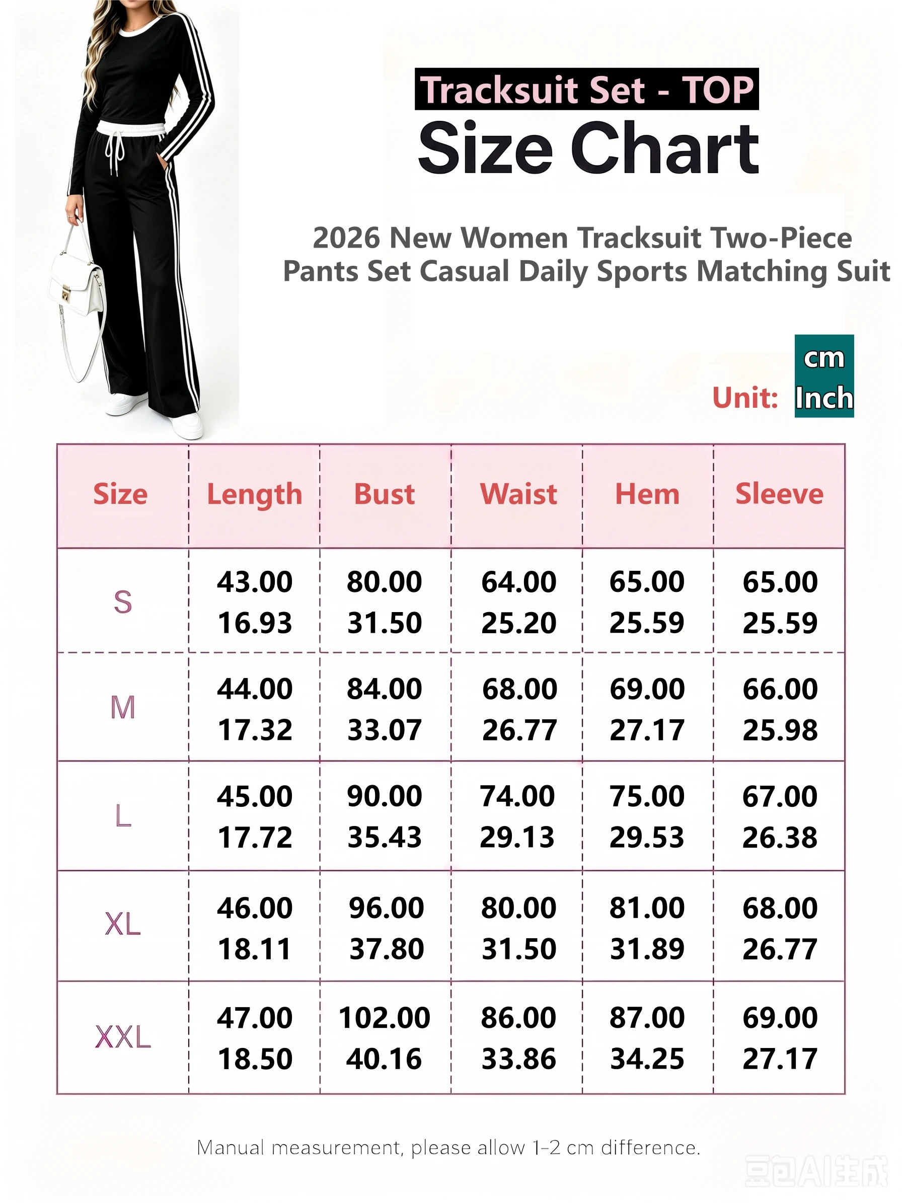 2026 Damen Trainingsanzug Zweiteiliges Hosen-Set Herbst Winter Lässiger Alltags-Sportanzug Passender Hosenanzug Langarm-Oberteil S-XXL Größe – Detail 1