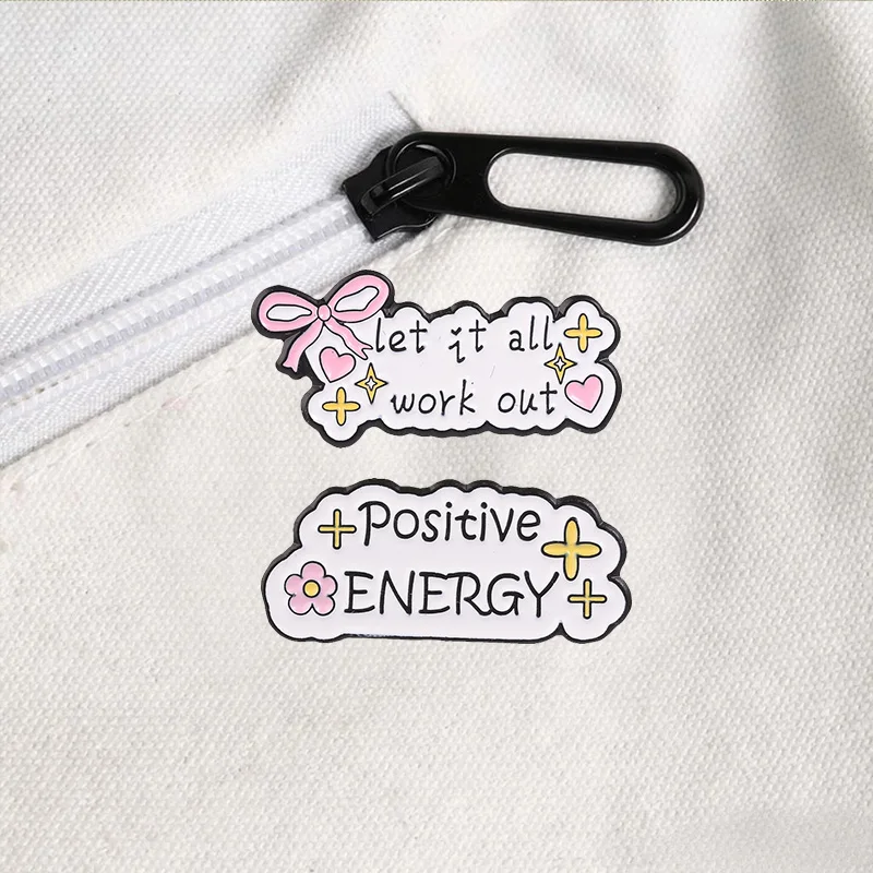 Inspirierende Blumen-Zitat-Emaille-Abzeichen Positive Energie Blumen-Kirsch-Pin Legierungs-Broschen Revers-Rucksack-Schmuck Geschenke für Mädchen – Detail 4