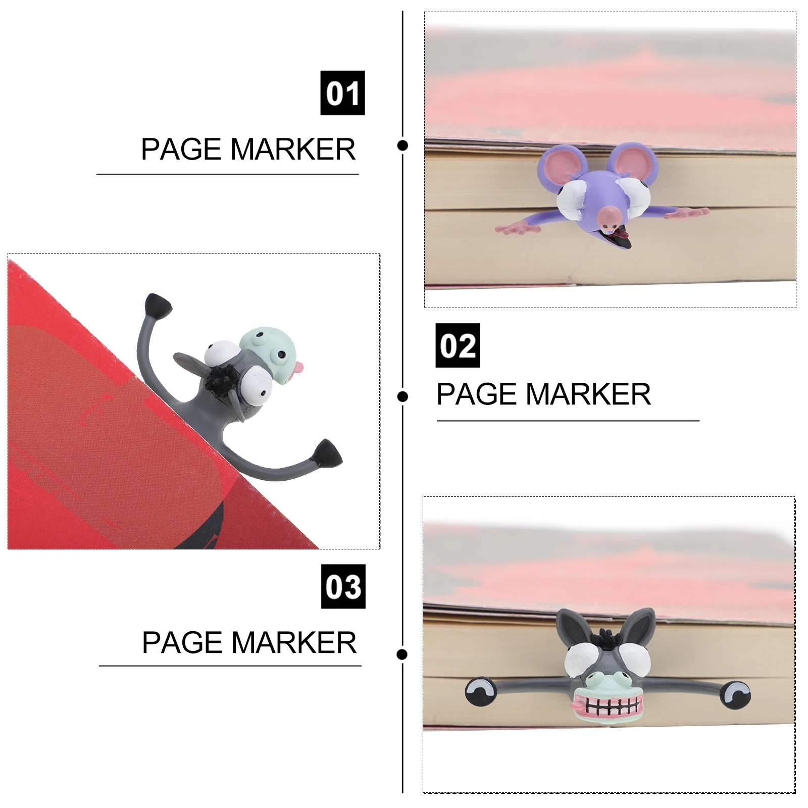 Marcador de página de papelería 3D, marcapáginas de regalo de papelería para estudiantes para lectores, marcapáginas de plástico para graduados, 2 uds.