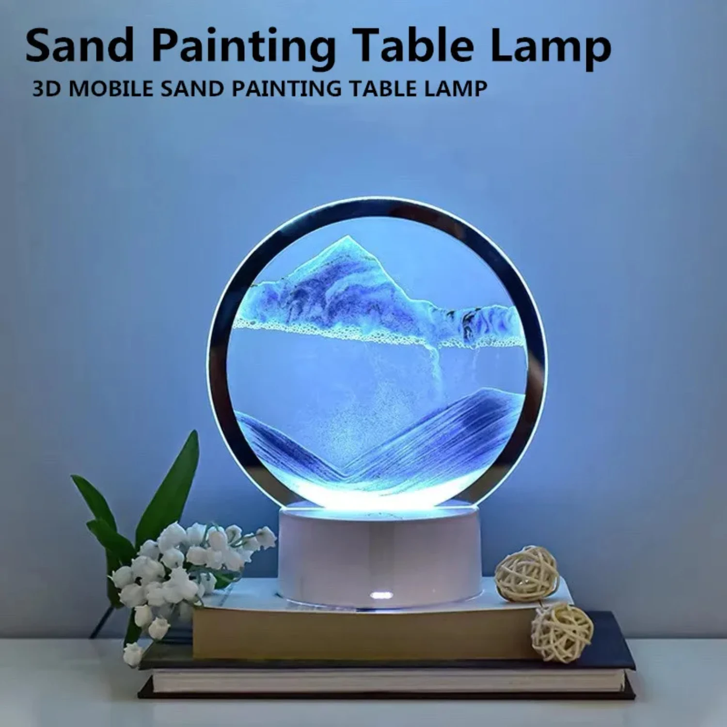 3D Areia Pintura LED Abajur, Criativo Quicksand Night Light, Ampulheta Lâmpada, Areia Presente, Decoração Do Quarto, Novo, 7 cores