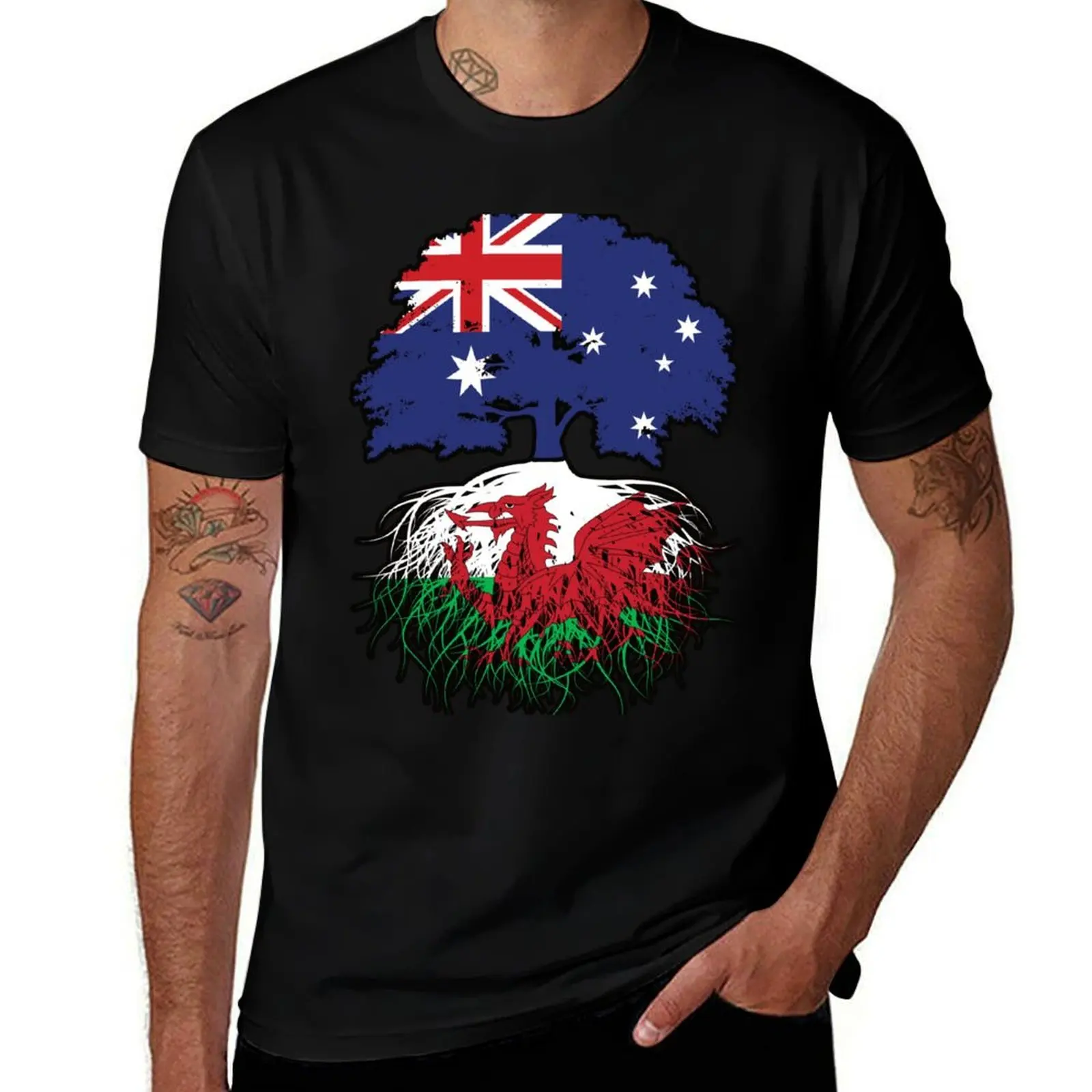 Wales Welsh Australian Australia Tree Roots Flag T-Shirt man t shirt Blouse quick-drying boys animal print tshirts for men