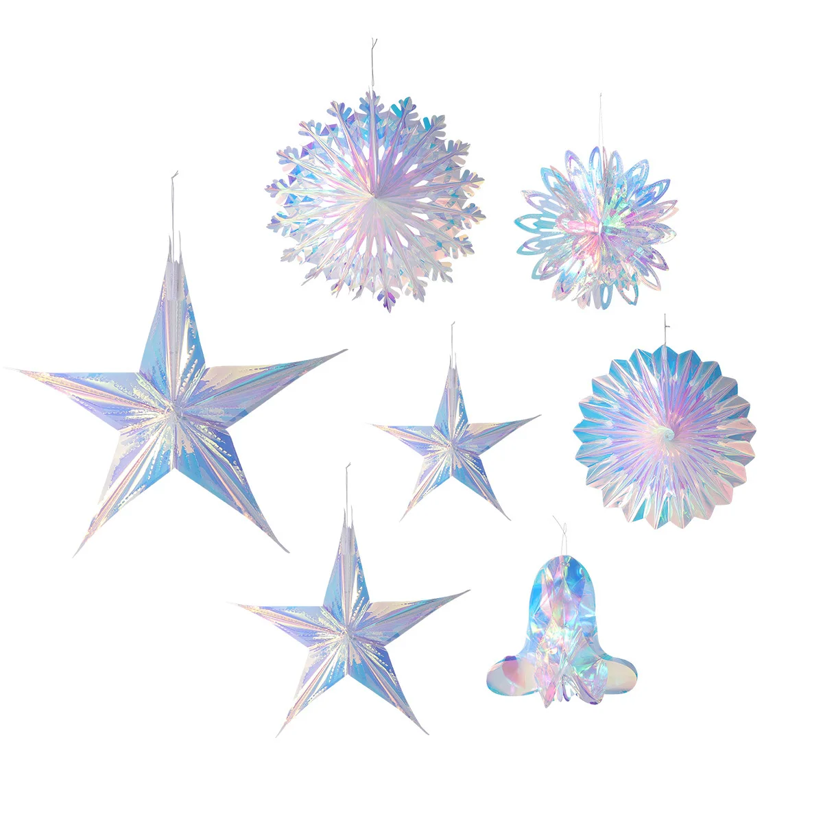 3pcs Colorful Neon Film Star Pendant 12 Inch 16 Inch Wall Ceiling Hanging Decor For Home Hotel Restaurant Party Wedding