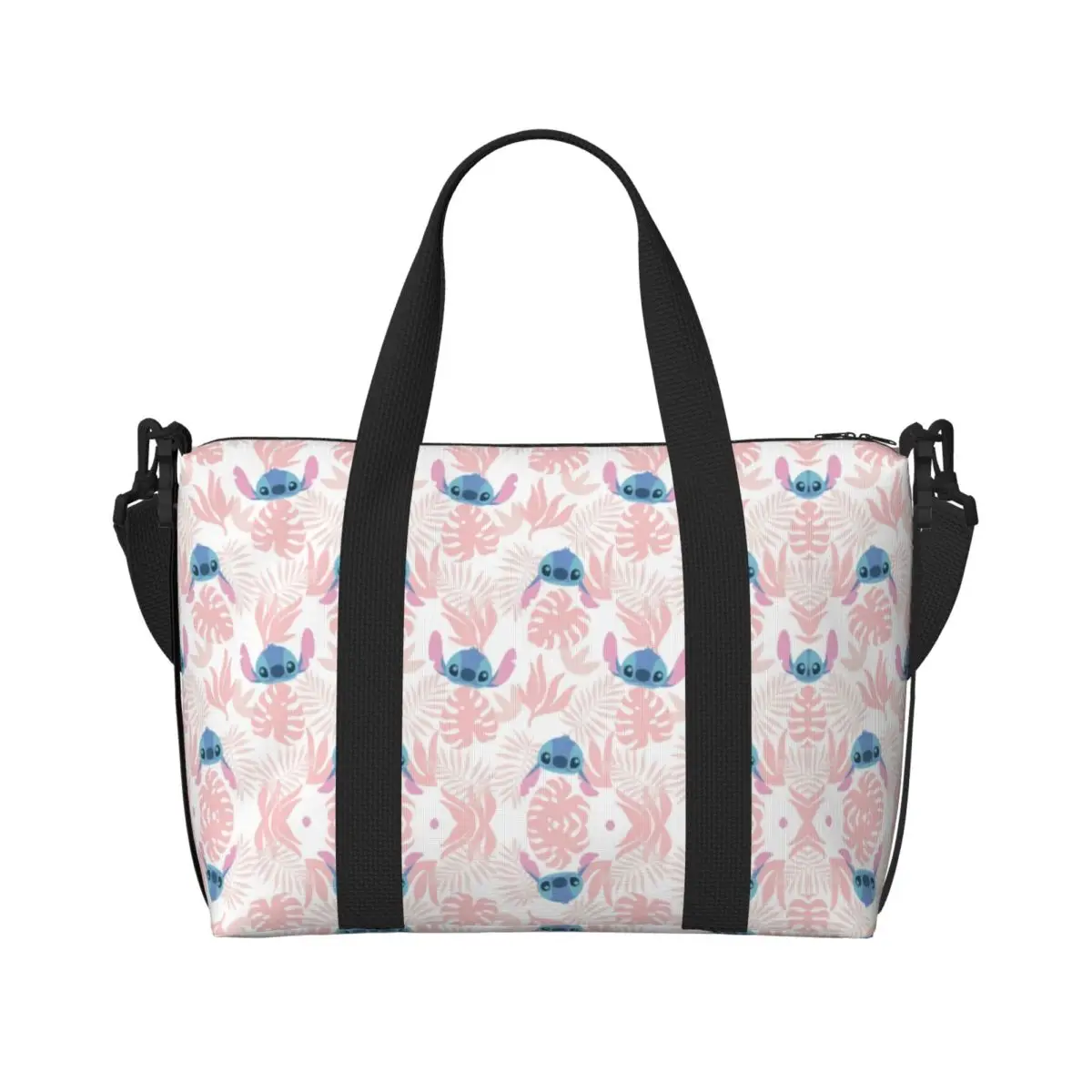 

Custom Stitch Leaves Cartoon Tote Bag Women Large Capacity Beach Gym Shoulder Travel Bag