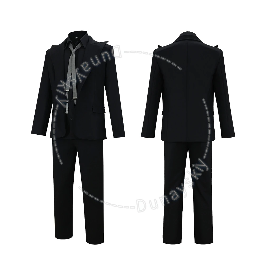 Good Sign Crowley Demon Black Formal Suit  Black Suit Cosplay Costume Halloween Cosplay Uniform with Decorative Tie Fans Party view 2