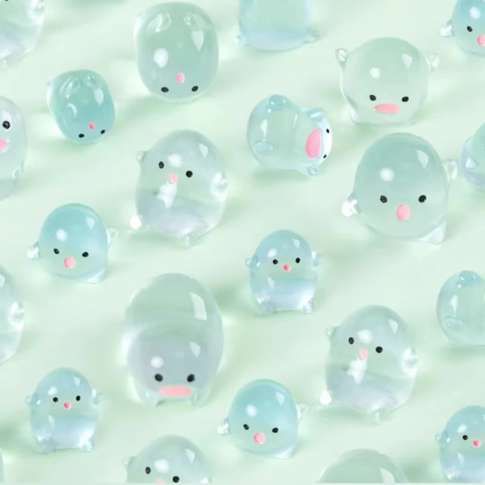 Cute Clear Water Dew Elf Luminous Resin Mini Figures 8PCS Large Small Set for Bonsai Micro Landscape Fairy Garden
