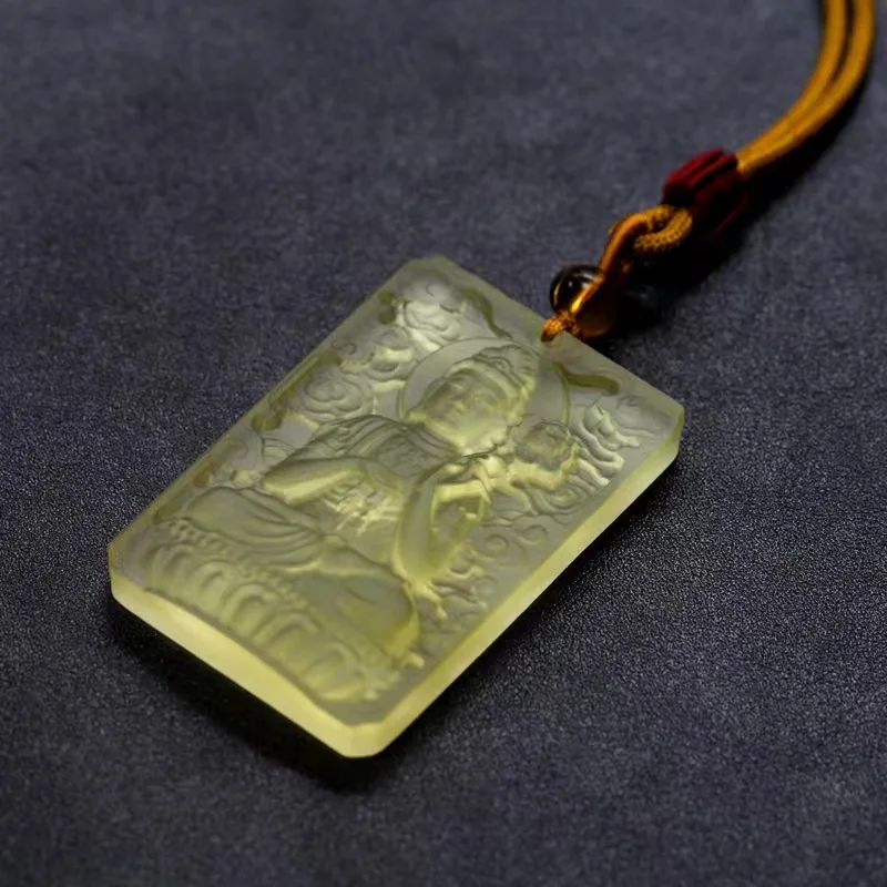 Chinese Style Liuli Glass Eight Patron Saints Buddha Pendant Necklace Personalized Zodiac Lucky Amulet Spiritual Protection Jewe