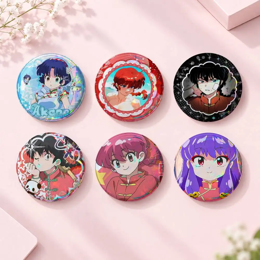 Anim-e Ranm-a 2 1 Cute Cool Round Pin Badge Set For Anime Game Music Cartoon Fans Backpack Denim Jacket Hat Decoration