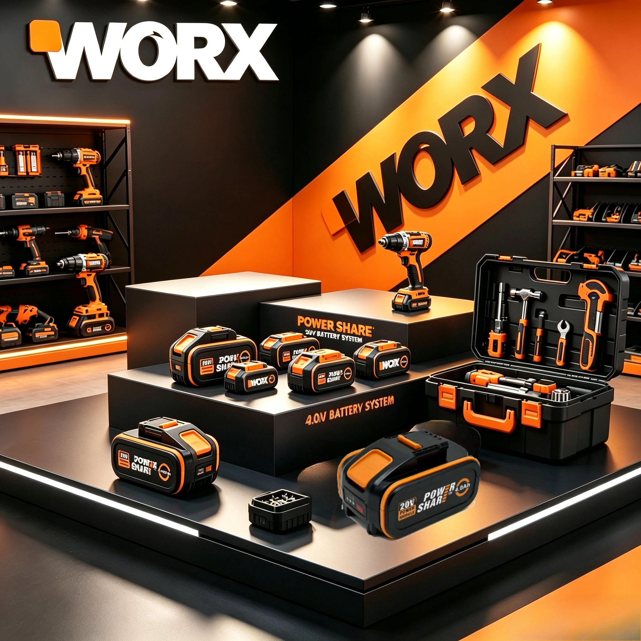 Original WORX 20V 4.0/6.0Ah Lithium-ion Battery For WA3276 WA3276 WA3520 Wear Resistant Shell Rechargeable Power Tool Battery