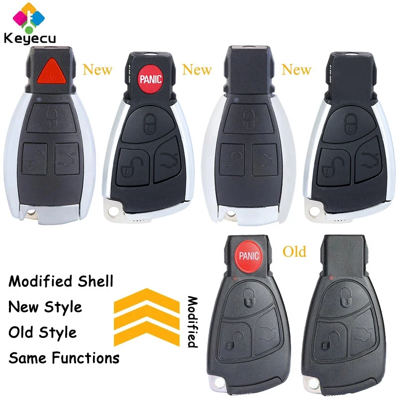 KEYECU Smart Remote Control Key Shell Case Cover With 3 4 Buttons Fob for Mercedes Benz C B E Class W203 W211 W204 YU BN CLS CLK