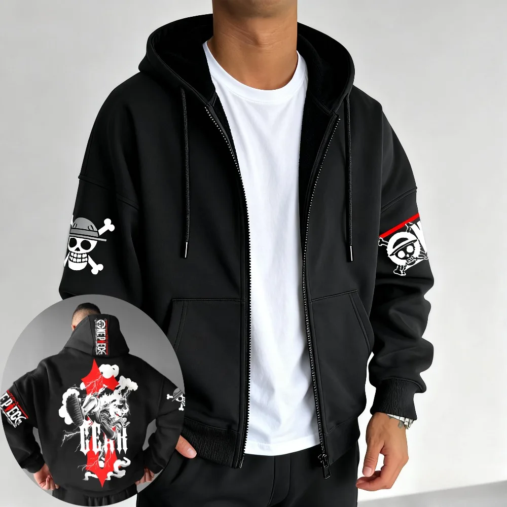 

One Piece Men's Zipper Coat Hoodie Sweater Long-sleeved Jacket Edward Newgate Japanese Anime Spring/Autumn Niche Hip-hop Top
