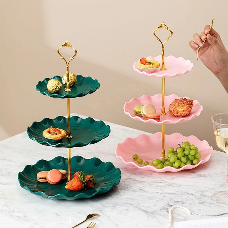 3Tier Cake Makaron Tray Stand Fruit Tray Cupcake Display Stand Cake Display Stand Plastic Dried Fruit Tray Party Table Decorate