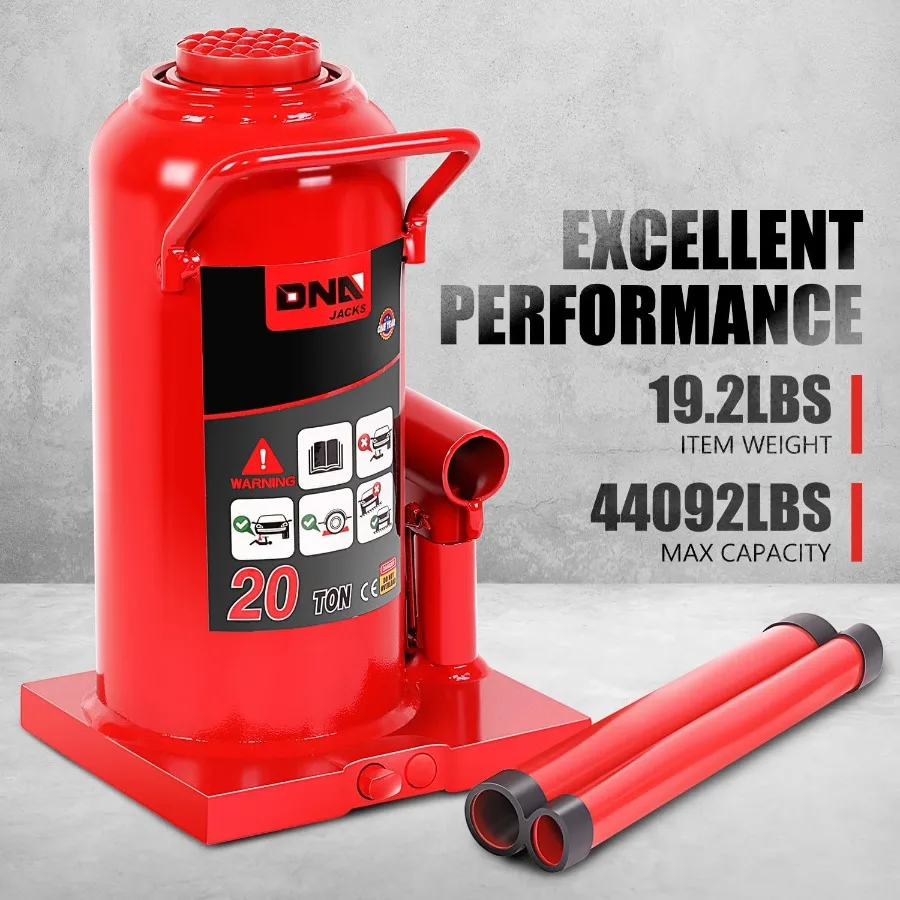 20 tons 40000 lbs Lifting Capacity Automotive Welded Hydraulic Bottle Jack for Vehicle Repair and Maintenance of Pickup Trucks