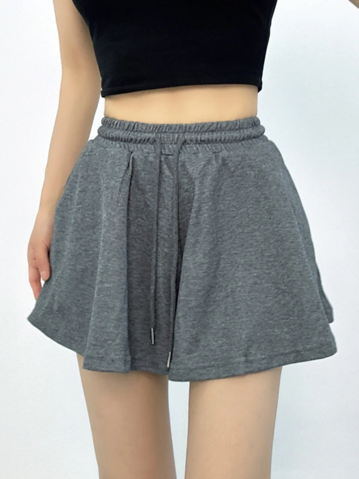 

2024 Summer New American Style Ballet Style Solid Shorts Women High Waist External Wearing Sports Wide Leg Casual Shorts 1MQL