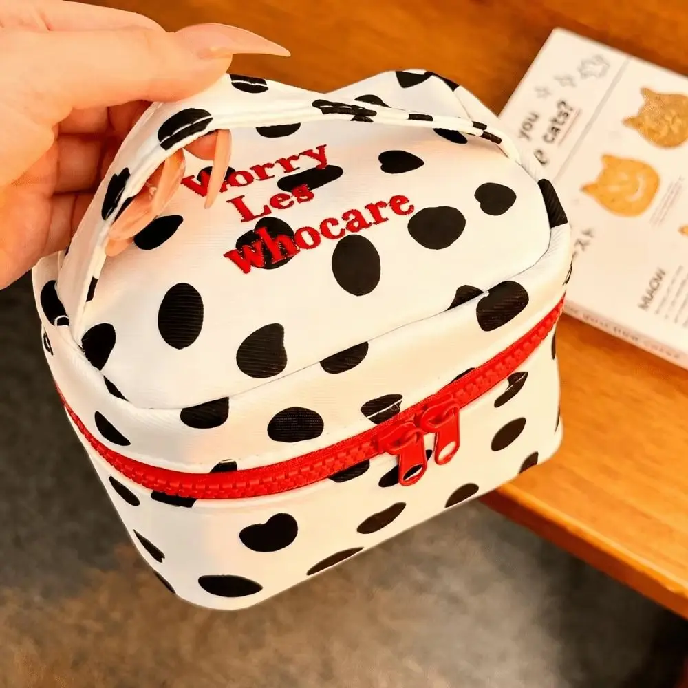 Oxford Polka Dot Cosmetic Bag Printed Embroidered Women's Makeup Case Portable Large Capacity Travel Zipper Pouch