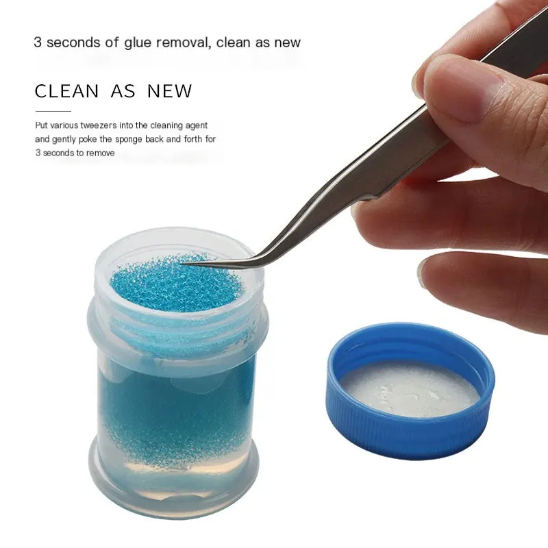 40ml Eyelash Tweezers Cleaner Lash Glue Quick Removing Liquid With Cleaning Sponge Lashes Extension Supplies Cleanser