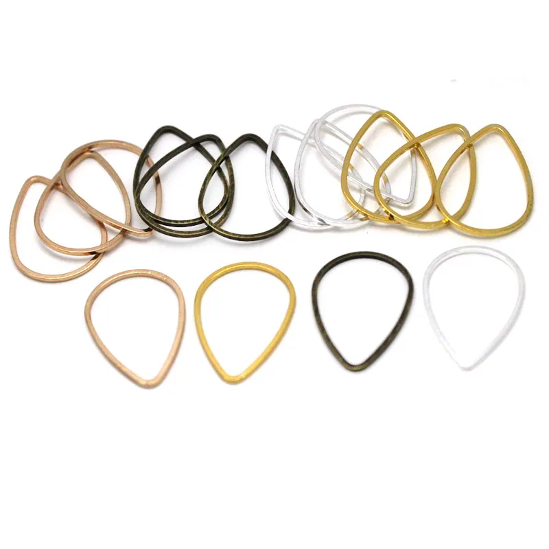 

50pcs Gold Color Brass Water Drop Closed Ring Earring Wires Hoops Pendant Connectors For DIY Necklace Jewelry Making Accessories