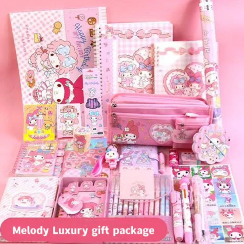 Sanrio Stationery Sets Kawaii Melody Kuromi Cinnamoroll Pompompurin Students Deluxe Stationery Gift Package School Supplies Set