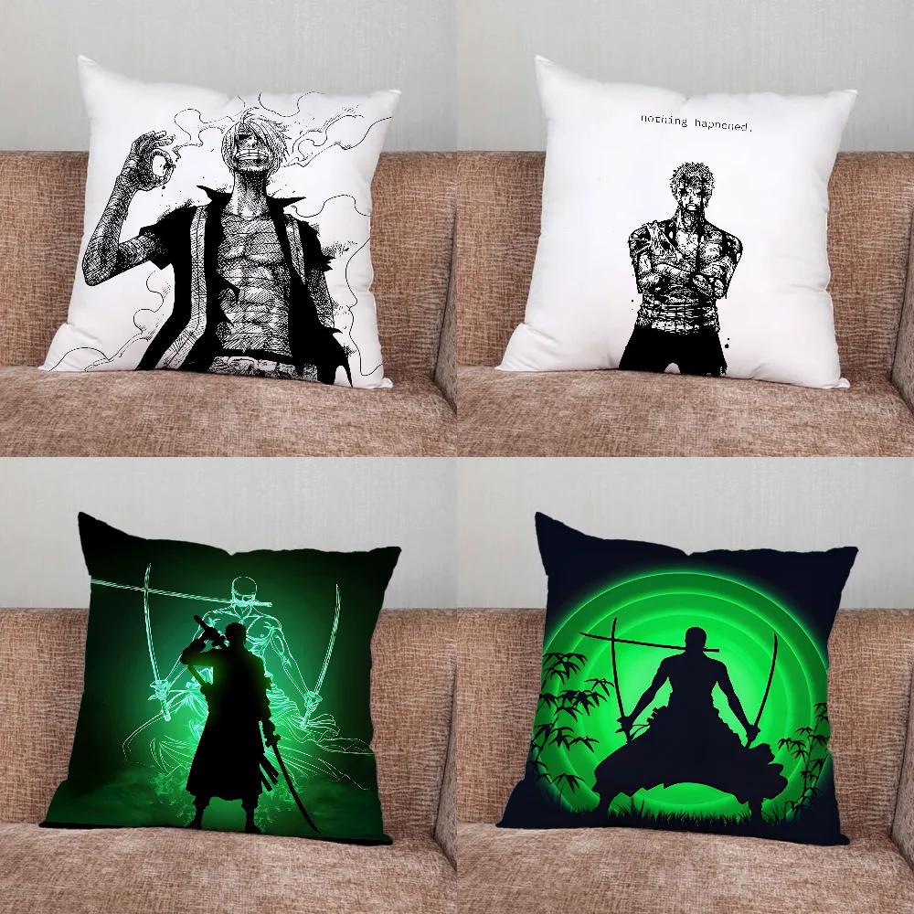 

Anime Ones P-Pieces Zoro Pillow Case For Home Bedroom Car Office Decoration Living Room Sofa Cushion Cover Suitable