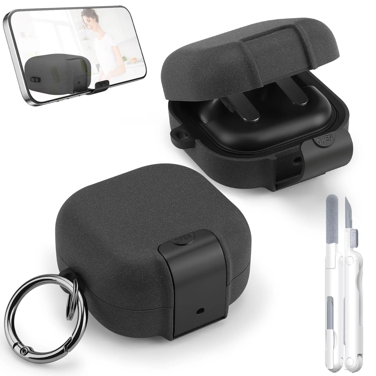 Secure Lock For Samsung Galaxy Buds 4/4 Pro Phone Stand Design Shockproof Cover with Cleaner Kit For Samsung Galaxy Buds 4/4 Pro