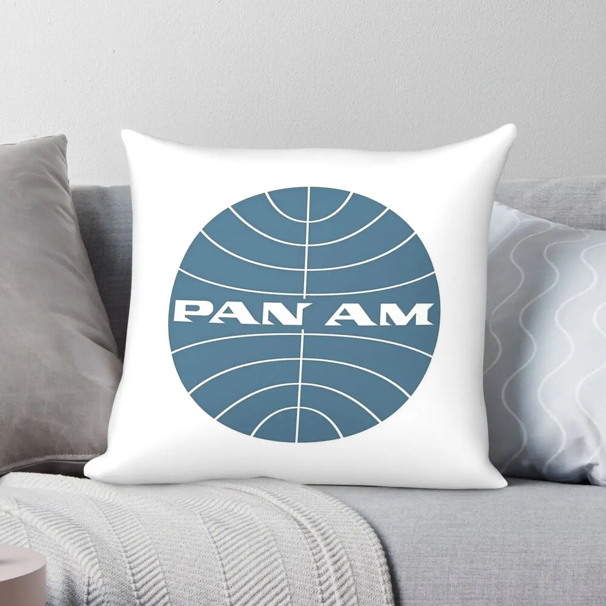 Pan Am Early Globe Thin Pillowcase Polyester Linen Velvet Creative Zip Decorative Sofa Seater Cushion Cover