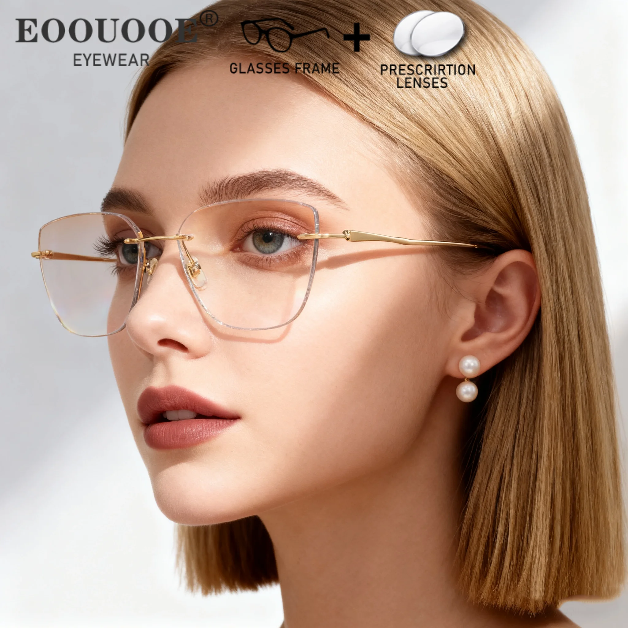 

Women's Luxury Rimless Glasses With Gradient Tinted Lenses Prescription Myopia Hyperopia Progressive Eyewear Candy-colored