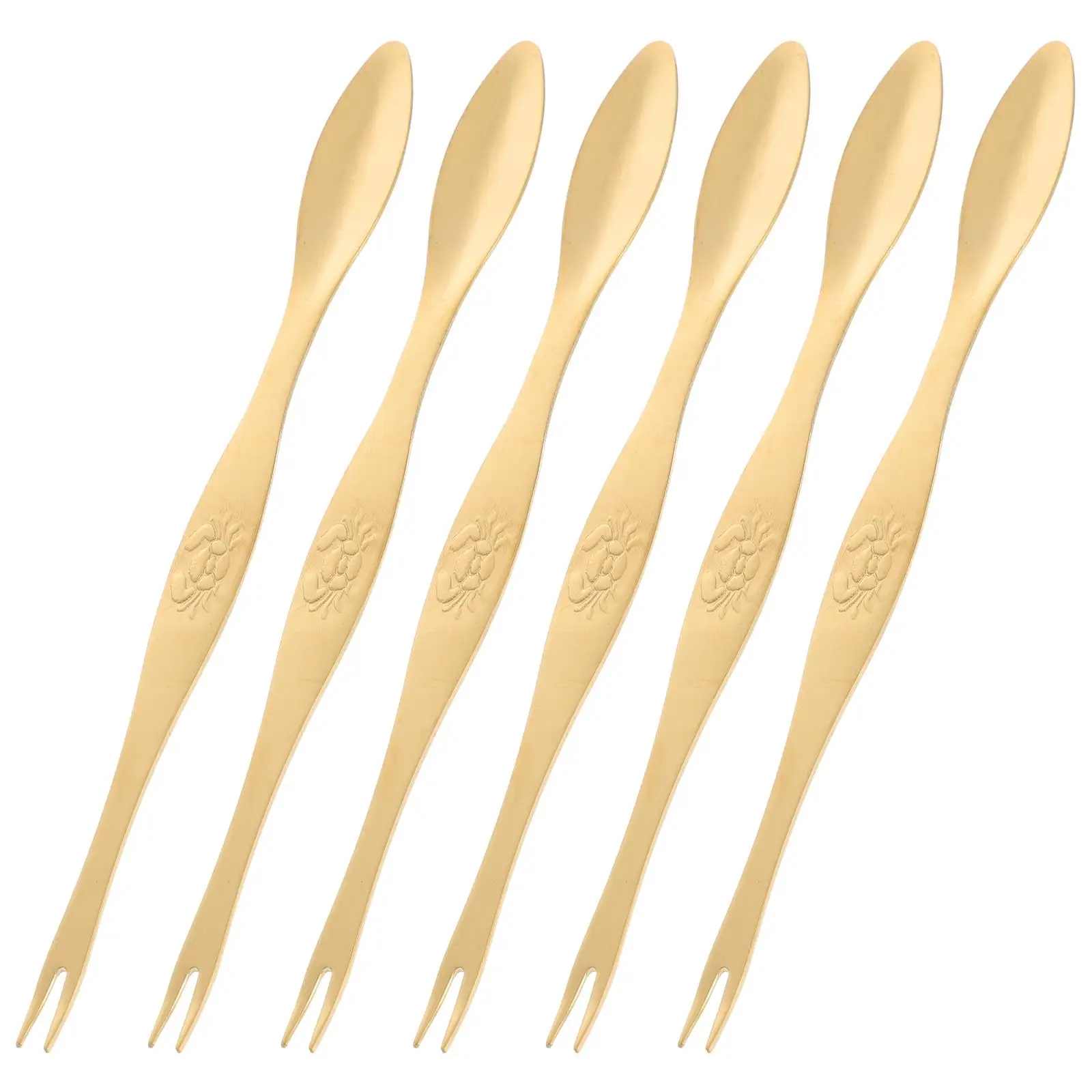 

6pcs Crab Needle Spoon Stainless Steel Seafood Tool Fork Eating Crab Legs Picks Nutcracker Crawfish Sheller