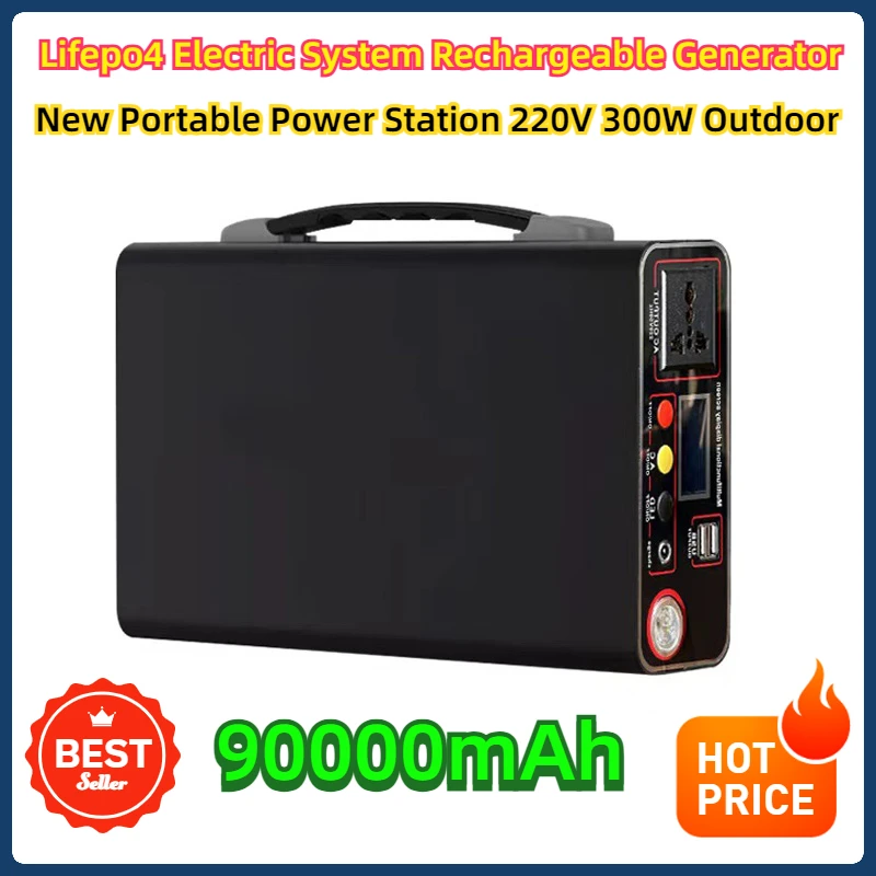 Lifepo4 Electric System Rechargeable Generator New Portable Power Station 220V 300W Outdoor Power Bank 90000mAh Home Camping