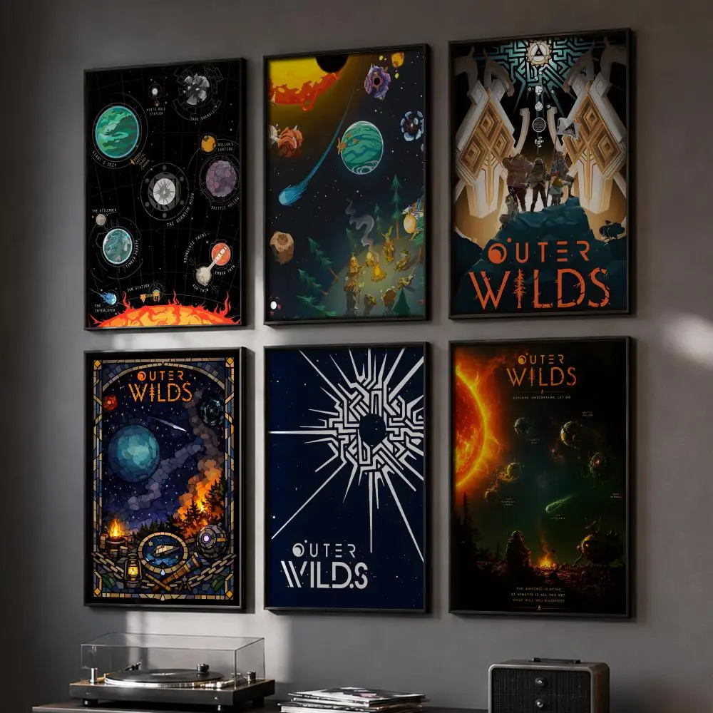 O-Outer Wilds Game Painting Calligraphy Canvas Painting Art for Bedroom Living Room Home Decor Wall Decoration Decals Gift