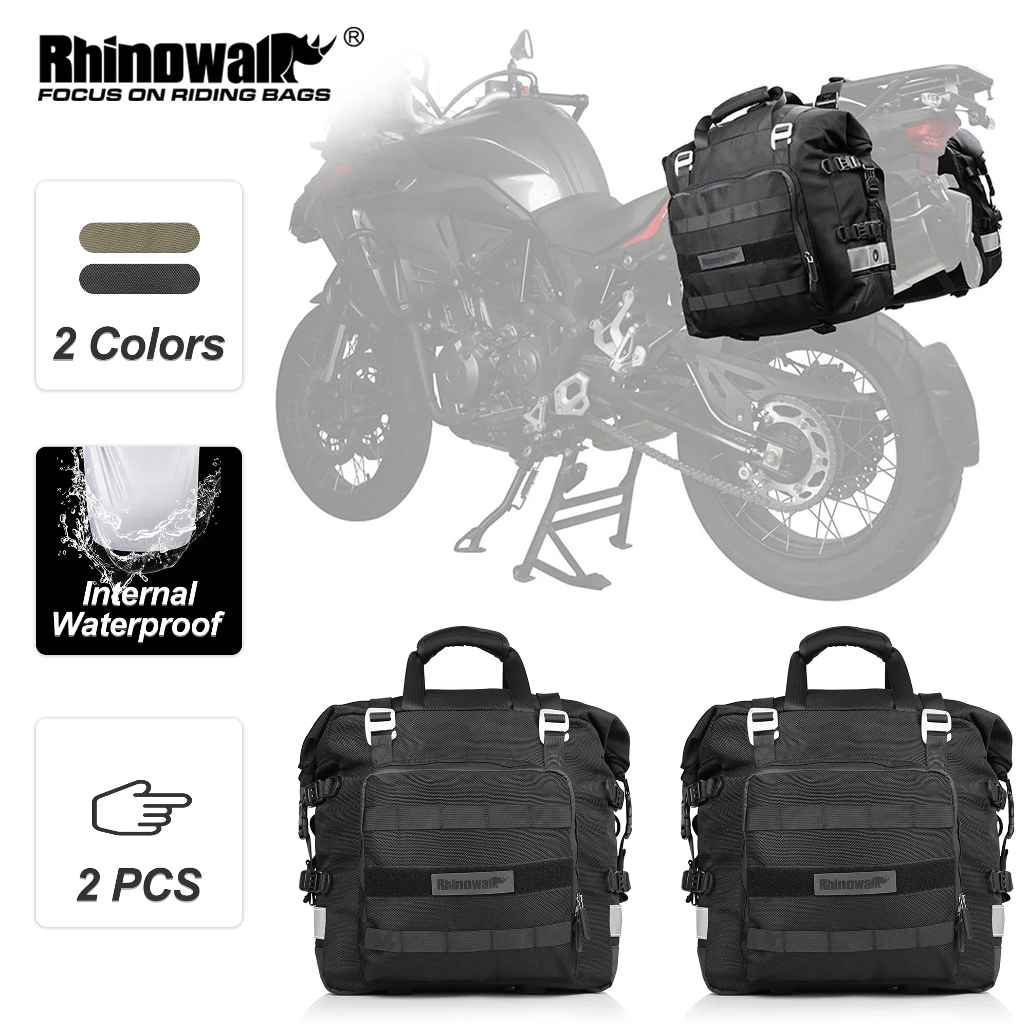 

Rhinowalk 2Pcs Motorcycle Side Bag 20L Quick Release Motor Saddlebag Back Seat Bag With Waterproof Inner Bag Travel Luggage New