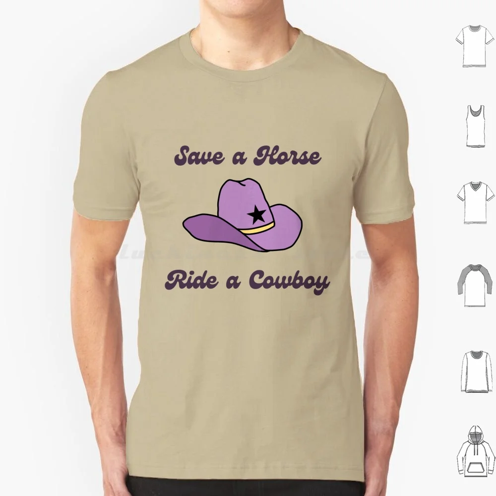 Purple Cowboy Hat Bachelorette Party Decorations T Shirt Big Size 100% Cotton Save A Horse Ride A Cowboy Save A Horse Ride A
