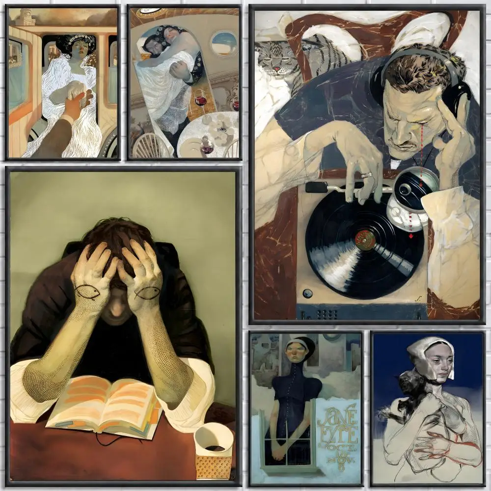 Artist Sterling Hundley Poster Self-adhesive Art Waterproof Paper Sticker Coffee House Bar Room Wall Decor