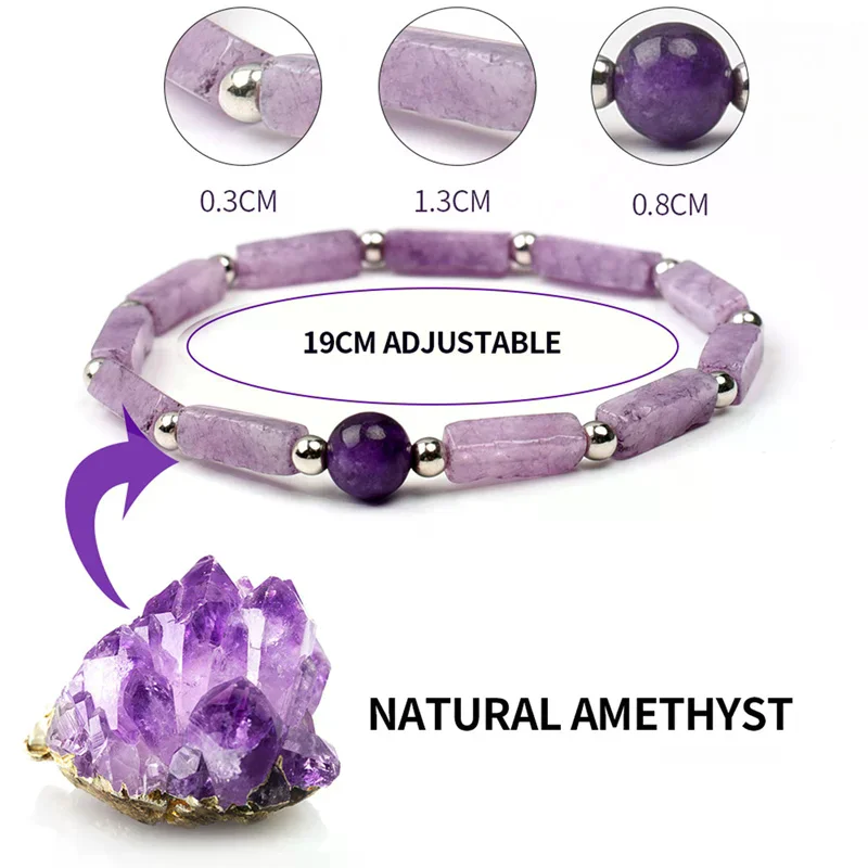 Natural Amethyst Body-purify Slimming Bracelet Stone Energy Bracelets for Women Fatigue Relief  Yoga