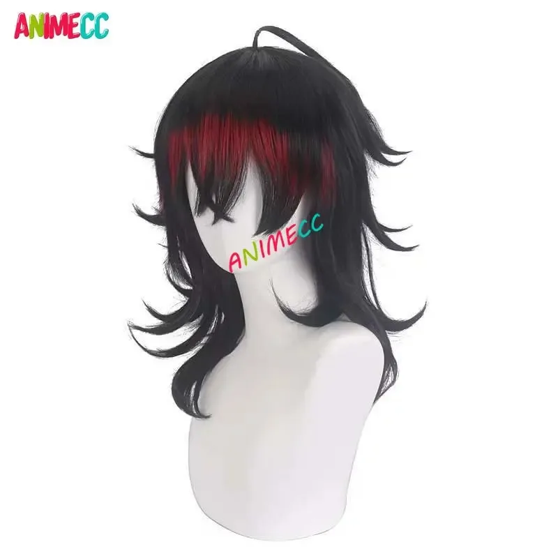 2025 yiyiVtuber Luxiem Vox Akuma Cosplay Long Black Highlights Heat Resistant Synthetic Halloween Party Anime Wigs + Wig Cap