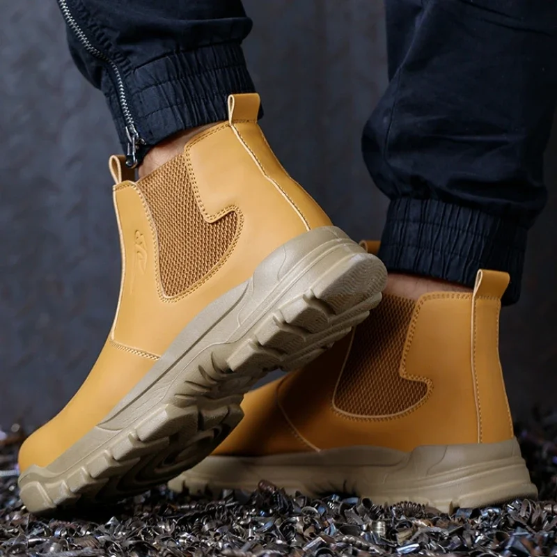Men\'s Safety Shoes Waterproof Boots Steel Toe Work Boots Indestructible Men Boots Anti-smash Puncture Proof Shoes Plus Size 48