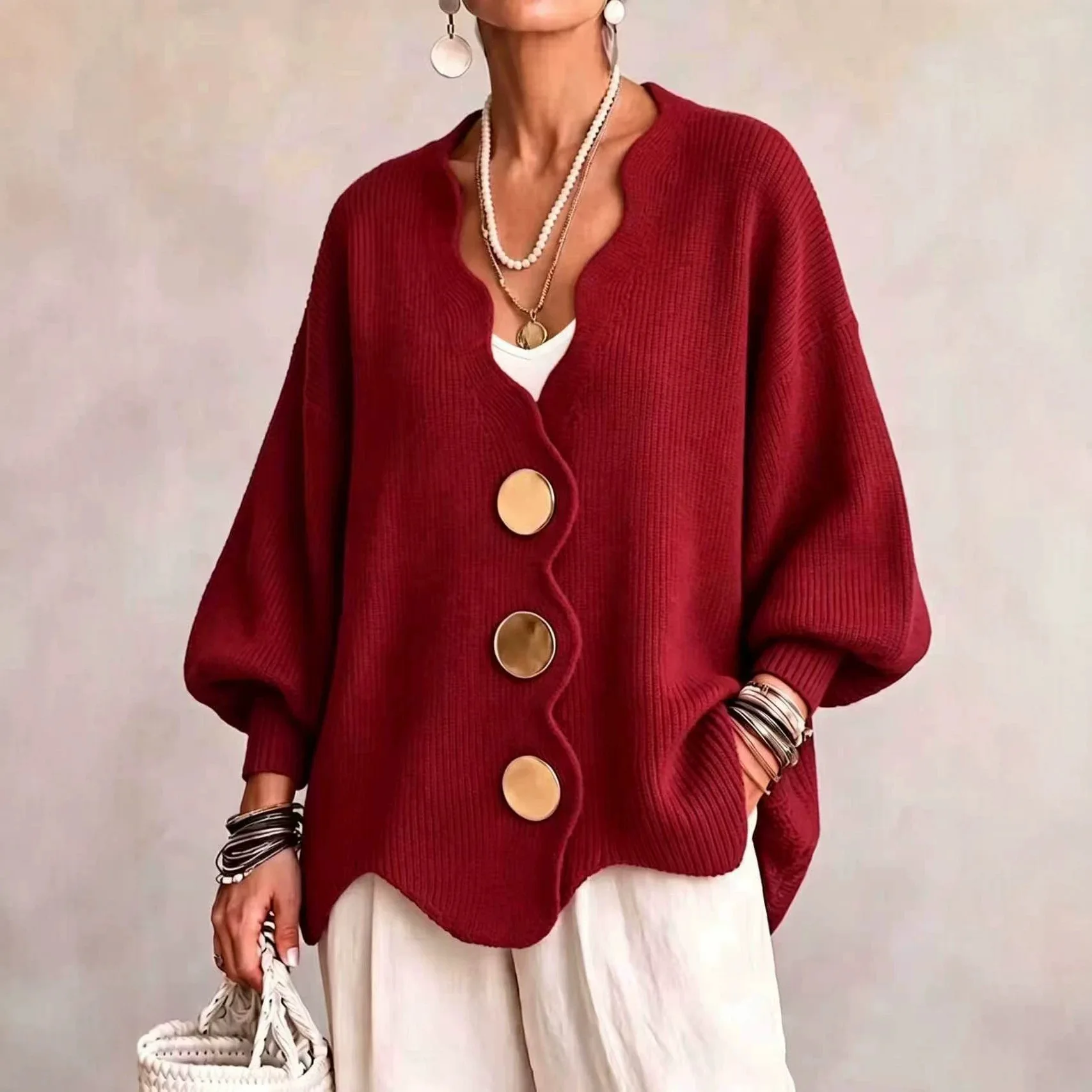 2026 Autumn Winter Solid Knit Cardigan Sweaters Coats Women Lapel Button Casual Long Sleeve All-match Sweater Coats Knitted Tops