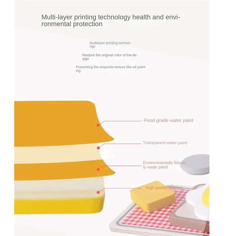 WOWFU-Tostapane in legno Gioca con accessori da cucina Gioca al cibo Pane, burro, taglio di uova in camicia Finta per bambini Facile