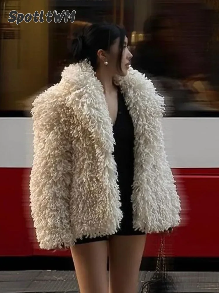 2023 überhöhte verdickte Kunst pelz jacken für Frauen Winter Turn-Down Kragen Jacke Langarm Soft Coat Lady Streetwear Oberbekleidung