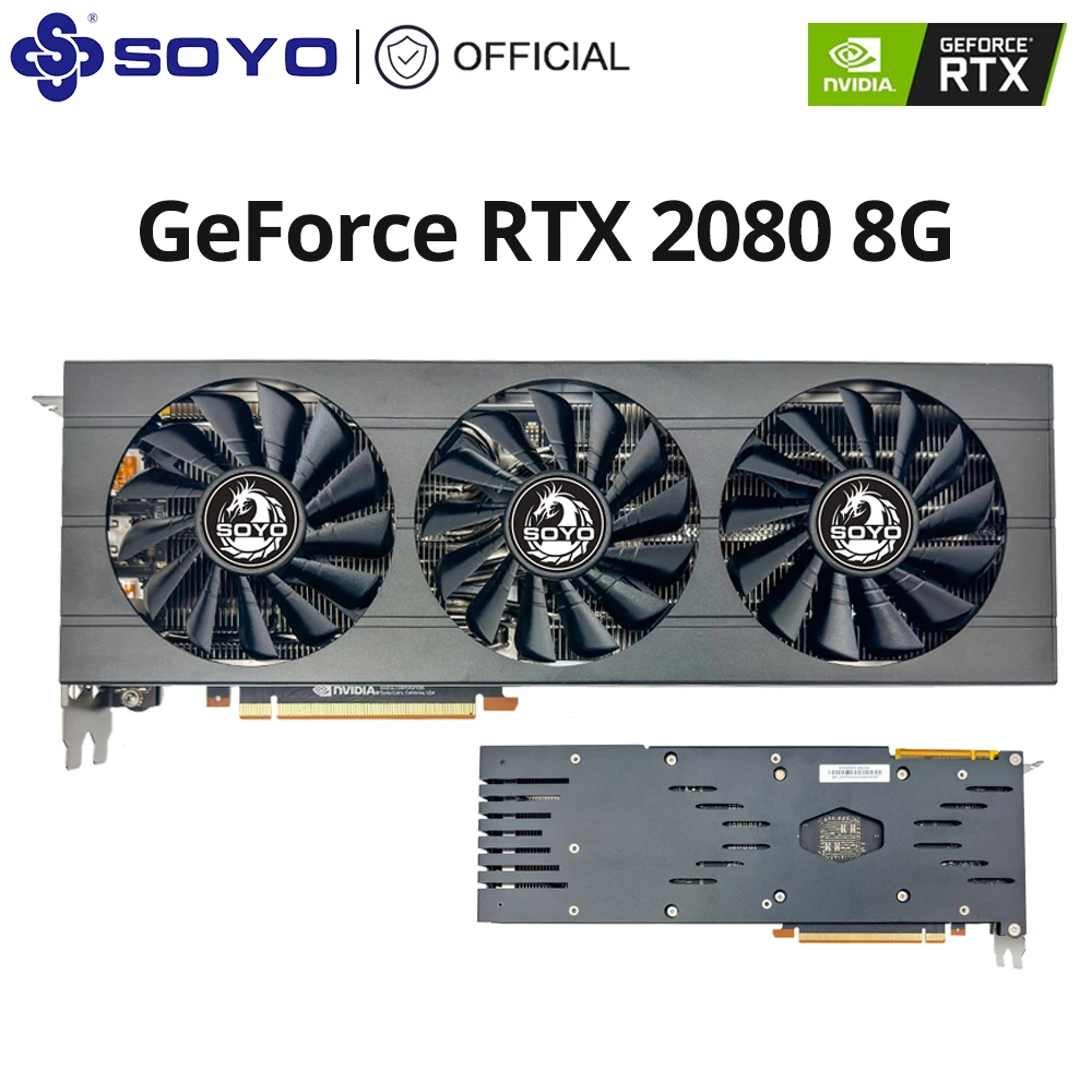 SOYO New Nvidia GeForce RTX2080 8G Graphics Card GDDR6 Memory 256Bit PCIEx16 3.0 Desktop DP Gaming placa de vídeo