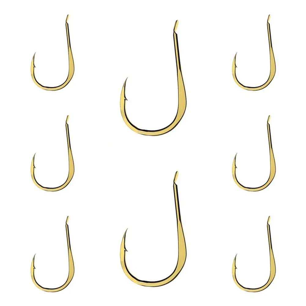 20Pcs/Pack High Carbon Steel Golden Fishing Hooks Single Barbed Barbed Hook Golden Puncture Strong Gold Fish Hooks