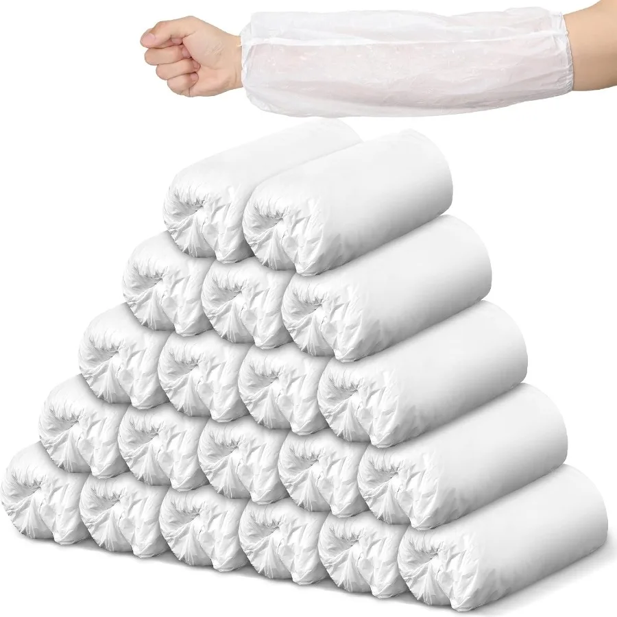 200 قطعة من البلاستيك المتاح الأكمام واقيات الذراع السائبة مقاوم للماء كم حامي للذراع مع المطاط على الكفة للاستخدام في Medi