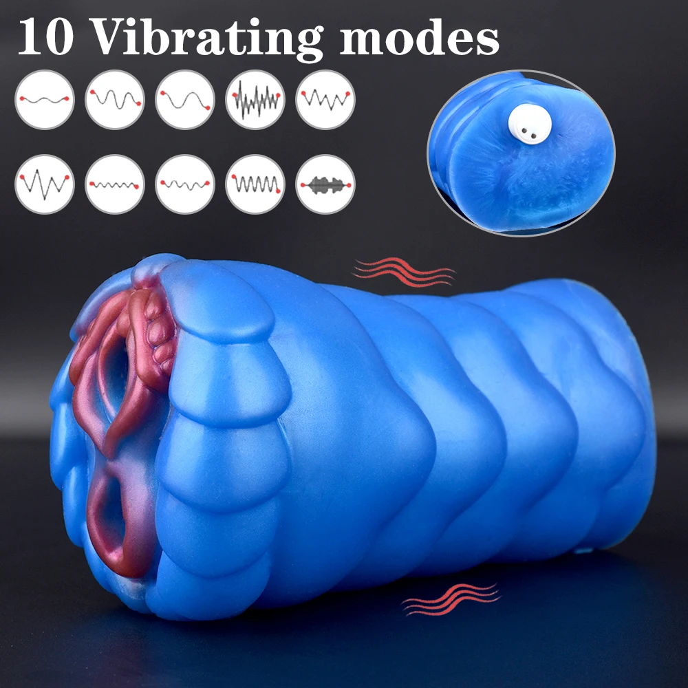 GEEBA New Male Vibraing Masturbator Fantasy Dragon Masturbation Cup With Vibration Adult Sex Toys Realistic Vagina Pocket Pussy