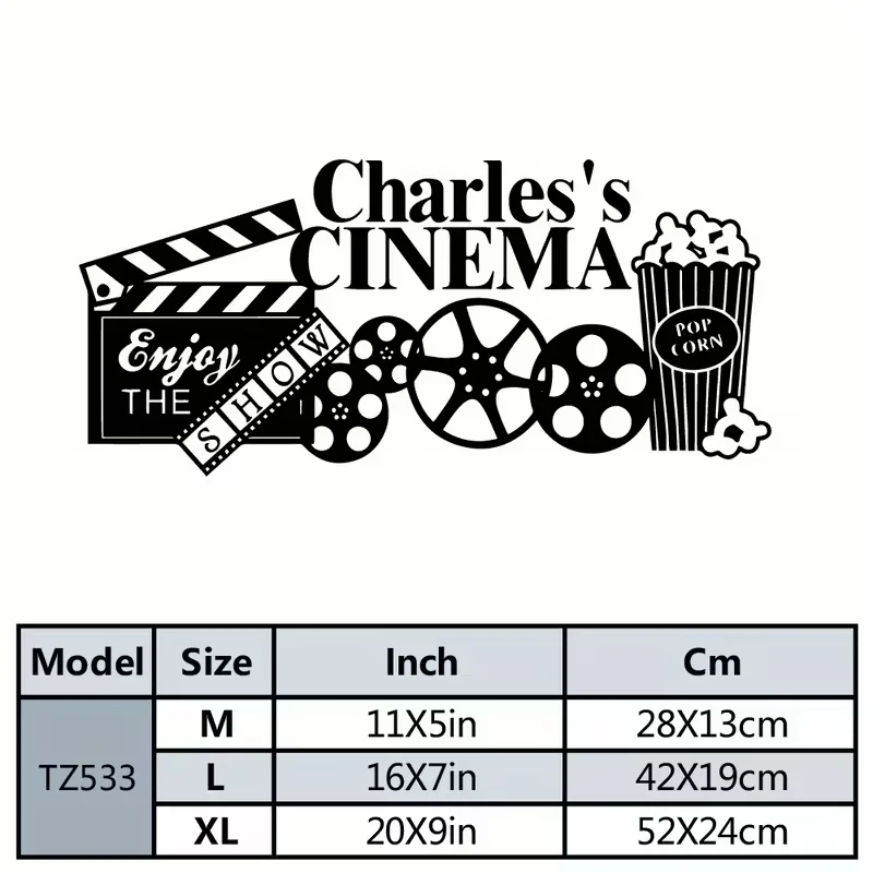 1pc Custom Name Cinema Vinyl Wall Decal - Personalized 