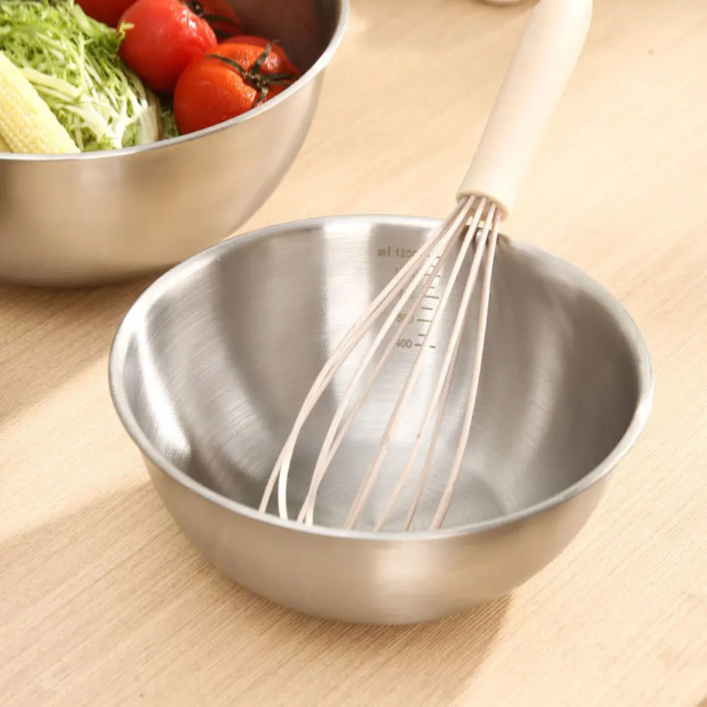 

1 set Stainless Steel Vegetable Basin Mixing Bowls Kitchen Salad Prep Large Bowls Easy Clean Stable Place Widened